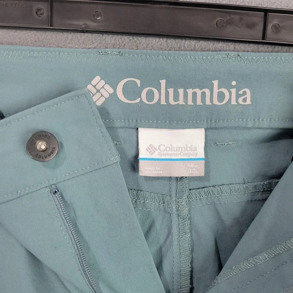 Columbia Pants Mens 38x32 Seafoam Green Stretch Nylon Hiking Outdoor 5‎ Pocket